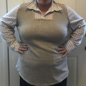 Sweater vest connected to button up shirt